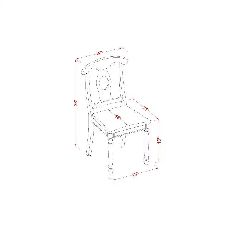 Table de salle à manger rectangulaire 7 pièces en bois massif finition noire avec 6 chaises