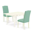 HomeStock 3-Piece Linen White Finish Rectangular Solid Wood Top with Dropleaf Dining Table Set