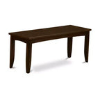 Table à manger 6 pièces avec plateau en bois massif et fini cappuccino avec 1 banc et 4 chaises