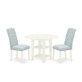 HomeStock 3-Piece Linen White Finish Round Solid Wood Top with Dropleaf Dining Table Set