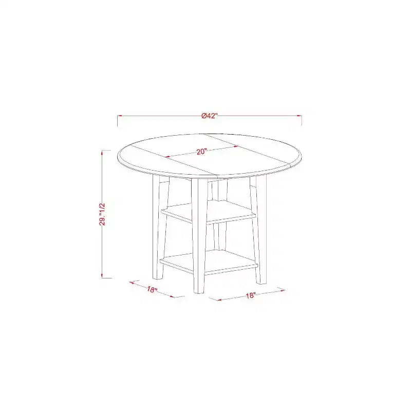 Table de salle à manger 3 pièces en bois massif à plateau rond et abattant, finition blanc lin