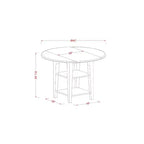 Table de salle à manger 3 pièces en bois massif à plateau rond et abattant, finition blanc lin