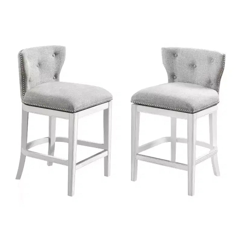 Set of 2 Miranda Swivel Counter Height Barstools White - Alaterre Furniture: Linen Fabric, Nailhead Trim, Memory Return-Swivel