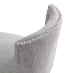 Lot de 2 tabourets de bar pivotants hauteur comptoir blancs : Tissu en lin, Clous décoratifs, Pivot à mémoire de position