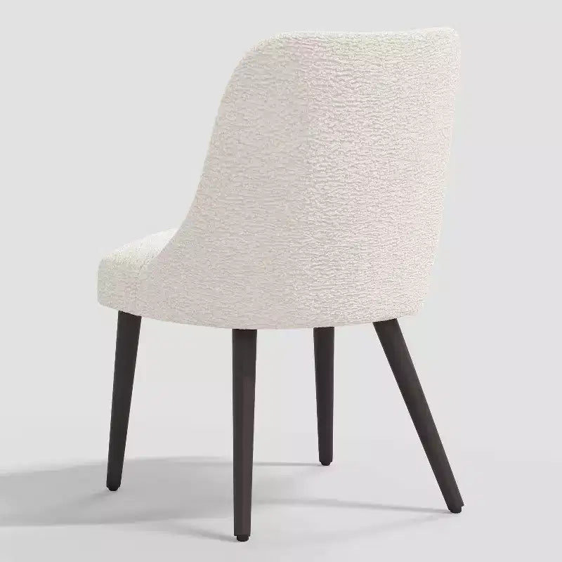 Chaise de salle à manger moderne en peau de mouton naturelle : sans accoudoirs, cadre en frêne, rembourrée, capacité de 113 kg