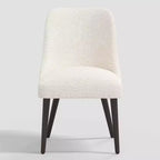 Chaise de salle à manger moderne en peau de mouton naturelle : sans accoudoirs, cadre en frêne, rembourrée, capacité de 113 kg