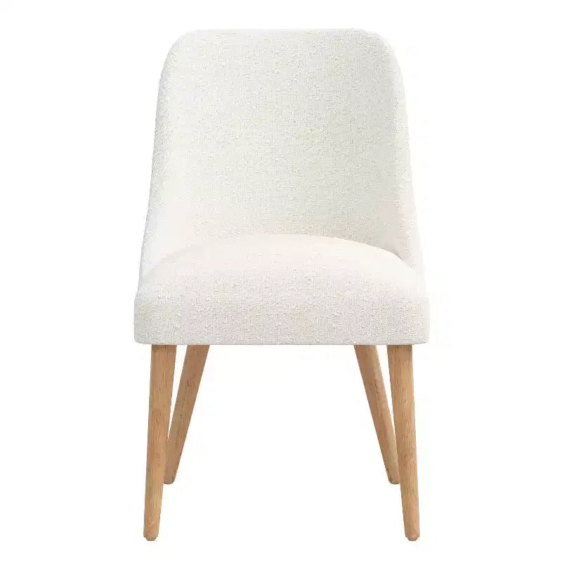 Skyline Furniture Sherrie Upholstered Dining Chair White: Mid-Century Modern, Boucle Fabric, Tapered Legs