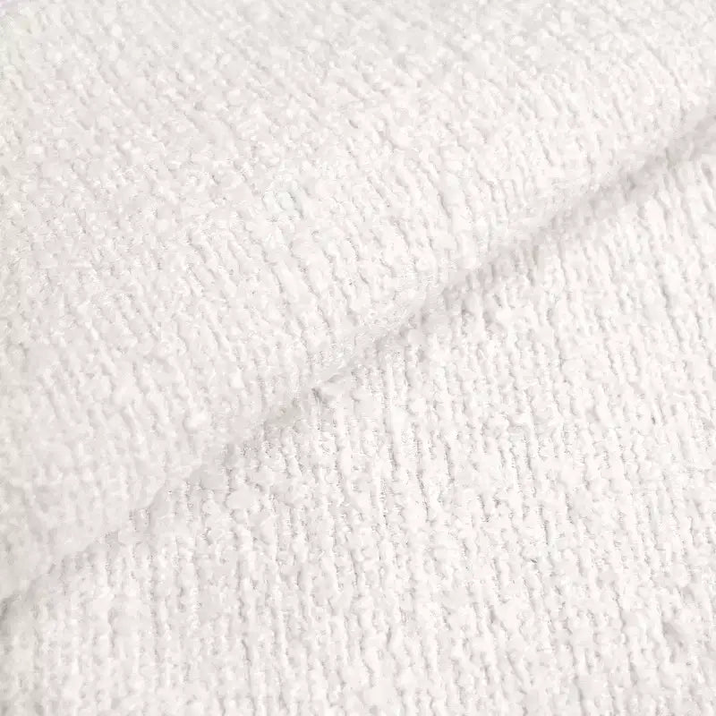Chaise de salle à manger rembourrée blanche : Moderne du milieu du siècle, Tissu bouclé, Pieds fuselés