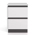 Lit moderne 3 pièces grand lit/grand lit avec 2 tables de chevet blanc/gris métallisé : contemporain