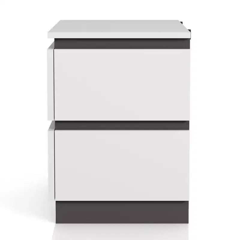 Lit moderne 3 pièces grand lit/grand lit avec 2 tables de chevet blanc/gris métallisé : contemporain
