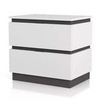 Lit moderne 3 pièces grand lit/grand lit avec 2 tables de chevet blanc/gris métallisé : contemporain