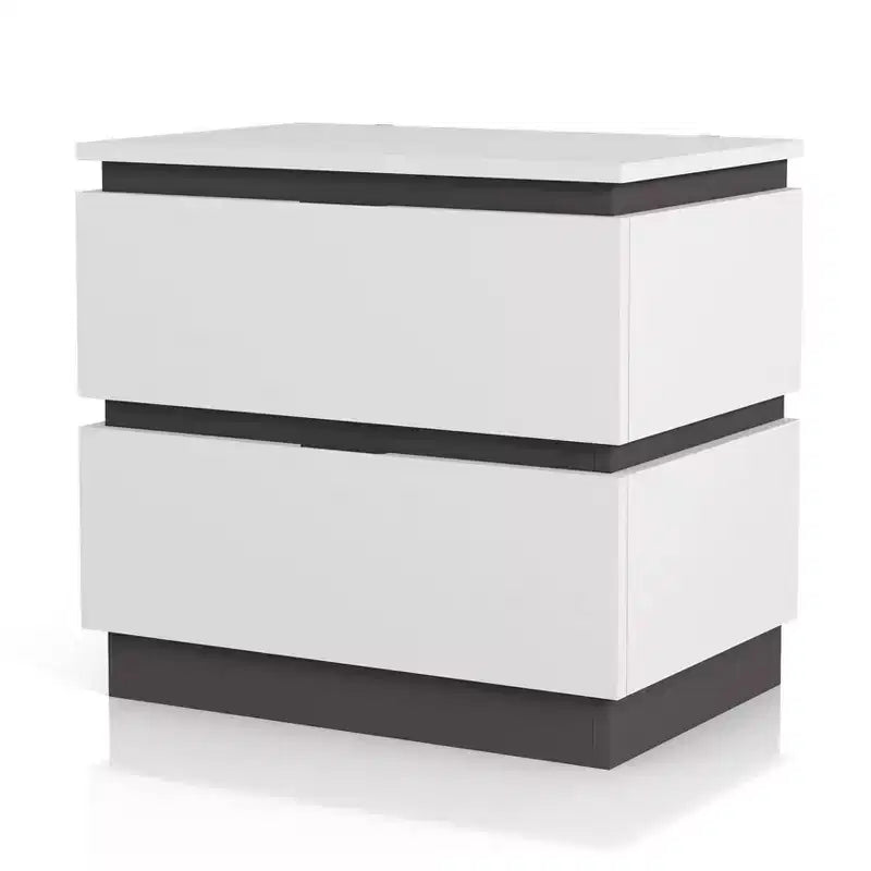 Lit moderne 3 pièces grand lit/grand lit avec 2 tables de chevet blanc/gris métallisé : contemporain