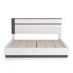 Lit moderne 3 pièces grand lit/grand lit avec 2 tables de chevet blanc/gris métallisé : contemporain