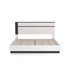 Lit moderne 3 pièces grand lit/grand lit avec 2 tables de chevet blanc/gris métallisé : contemporain