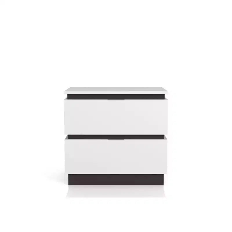Lit moderne 3 pièces grand lit/grand lit avec 2 tables de chevet blanc/gris métallisé : contemporain