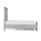 Ensemble de chambre 6 pièces lit California King Argent/Gris : Design glamour, bordures miroir, capitonné