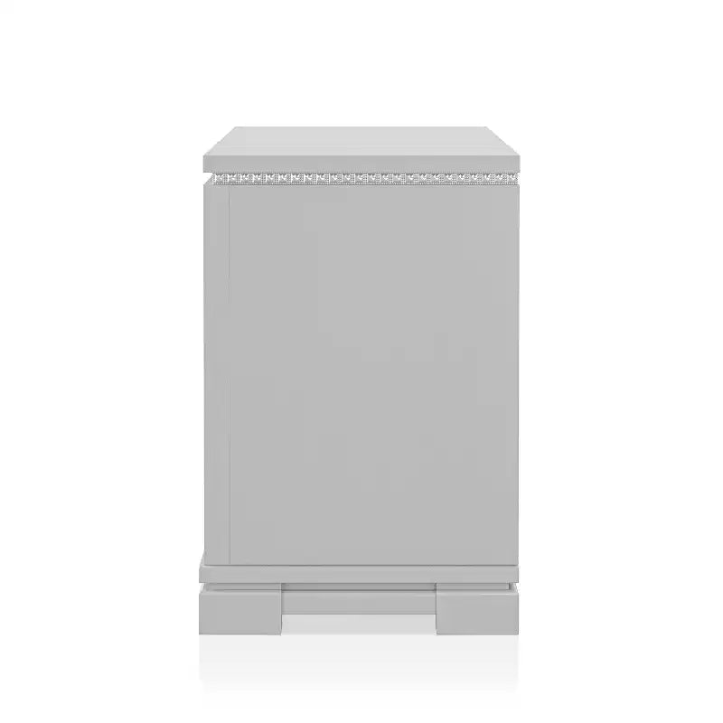 Ensemble de chambre 6 pièces lit California King Argent/Gris : Design glamour, bordures miroir, capitonné