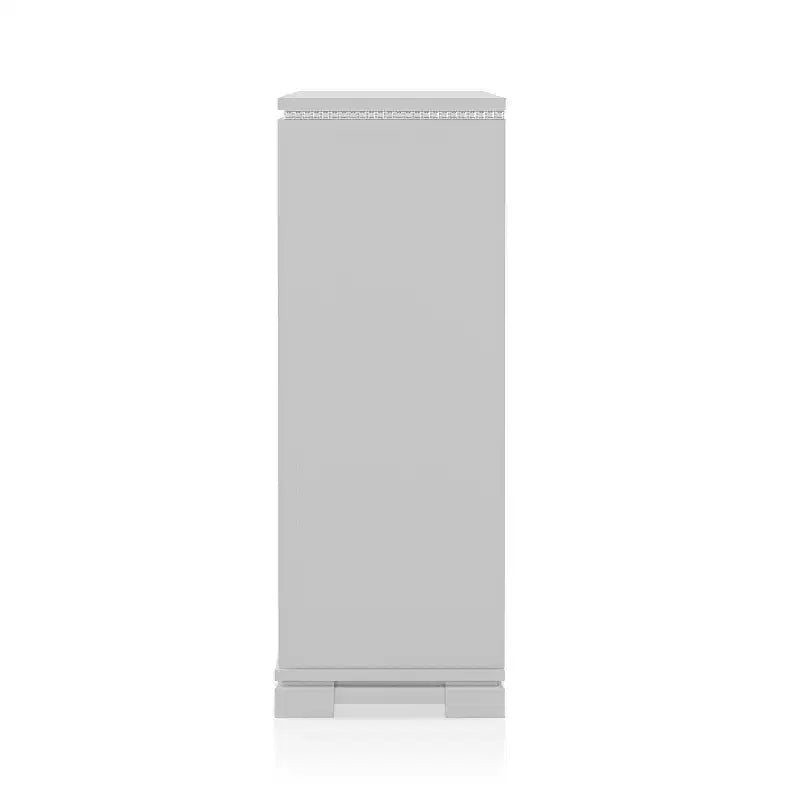 Ensemble de chambre 6 pièces lit California King Argent/Gris : Design glamour, bordures miroir, capitonné
