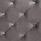 Ensemble de chambre 6 pièces lit California King Argent/Gris : Design glamour, bordures miroir, capitonné