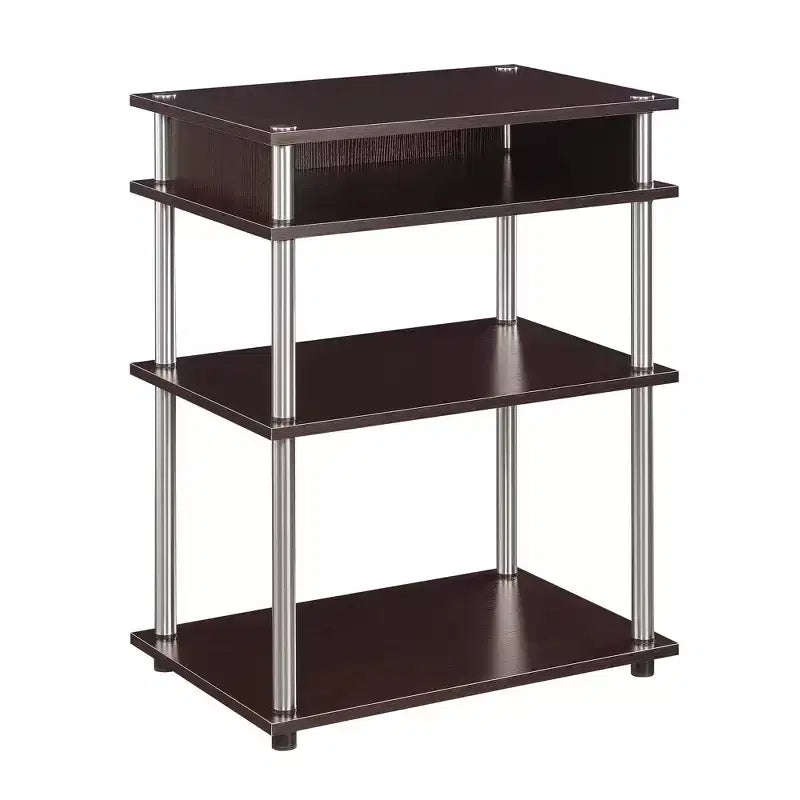 Breighton Home Designs2Go No Tools Printer Stand with Shelves in Espresso