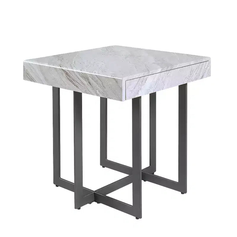 Rohde Contemporary 1 Drawer End Table Gray/Gum Metal - miBasics