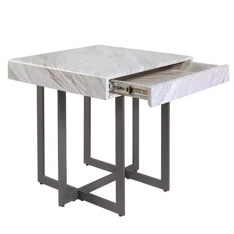 Table d'appoint contemporaine 1 tiroir Gris/Métal gomme