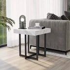 Table d'appoint contemporaine 1 tiroir Gris/Métal gomme
