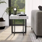 Table d'appoint contemporaine 1 tiroir Gris/Métal gomme