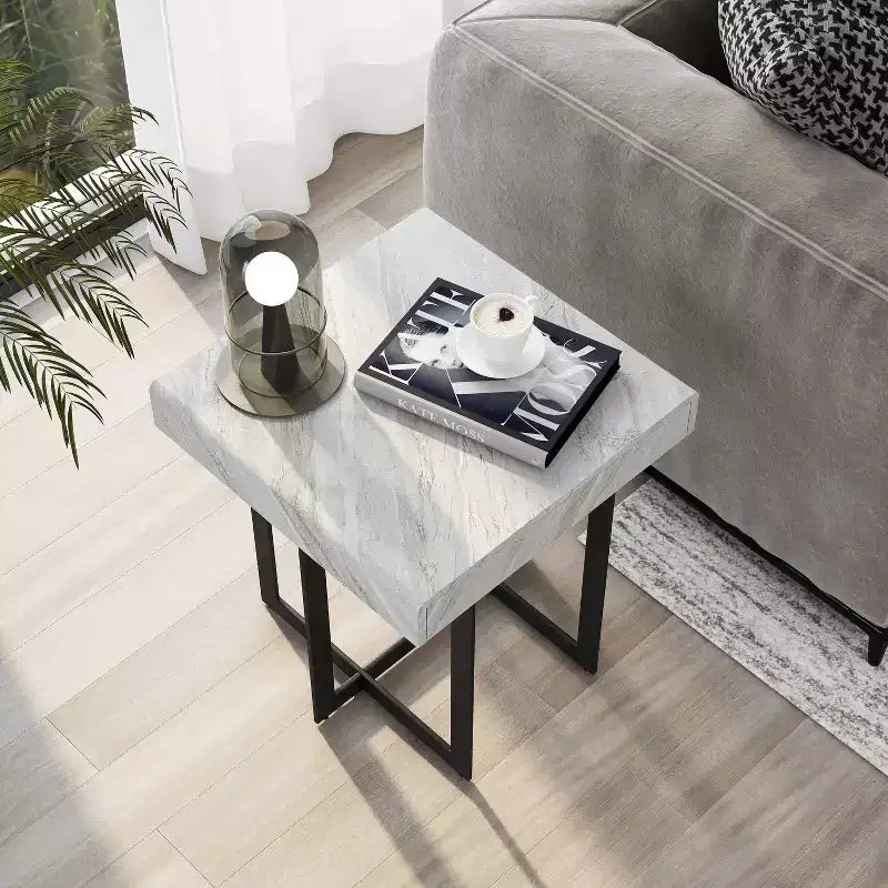 Table d'appoint contemporaine 1 tiroir Gris/Métal gomme