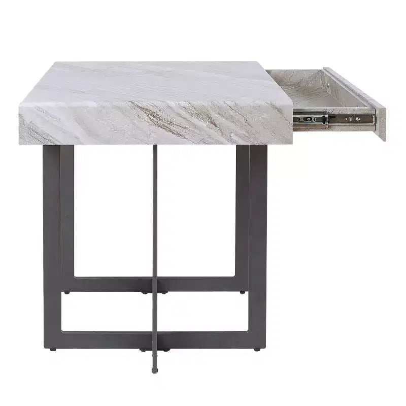 Table d'appoint contemporaine 1 tiroir Gris/Métal gomme