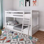 Max & Lily Twin over Twin Bunk Bed for Kids, Low Solid Wood Bunk Beds with Ladder for Small Room
