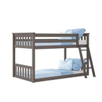 Lit superposé enfant double, lit superposé bas en bois massif avec échelle pour petite pièce