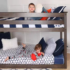 Lit superposé enfant double, lit superposé bas en bois massif avec échelle pour petite pièce
