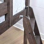 Lit superposé enfant double, lit superposé bas en bois massif avec échelle pour petite pièce