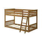 Lit superposé enfant double, lit superposé bas en bois massif avec échelle pour petite pièce