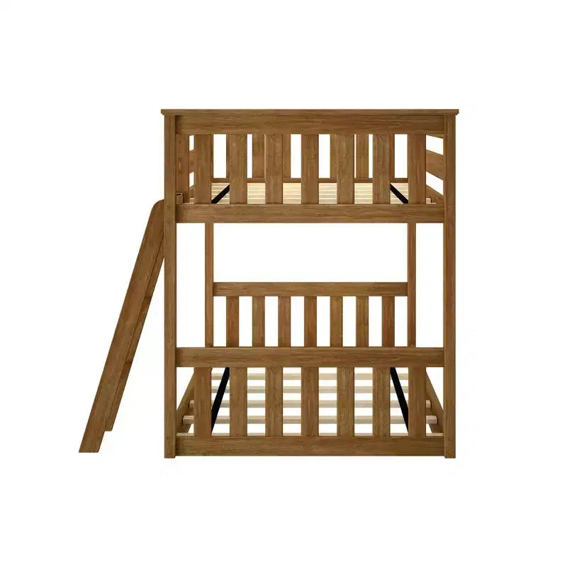 Lit superposé enfant double, lit superposé bas en bois massif avec échelle pour petite pièce