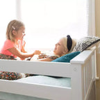 Lit superposé enfant double, lit superposé bas en bois massif avec échelle pour petite pièce