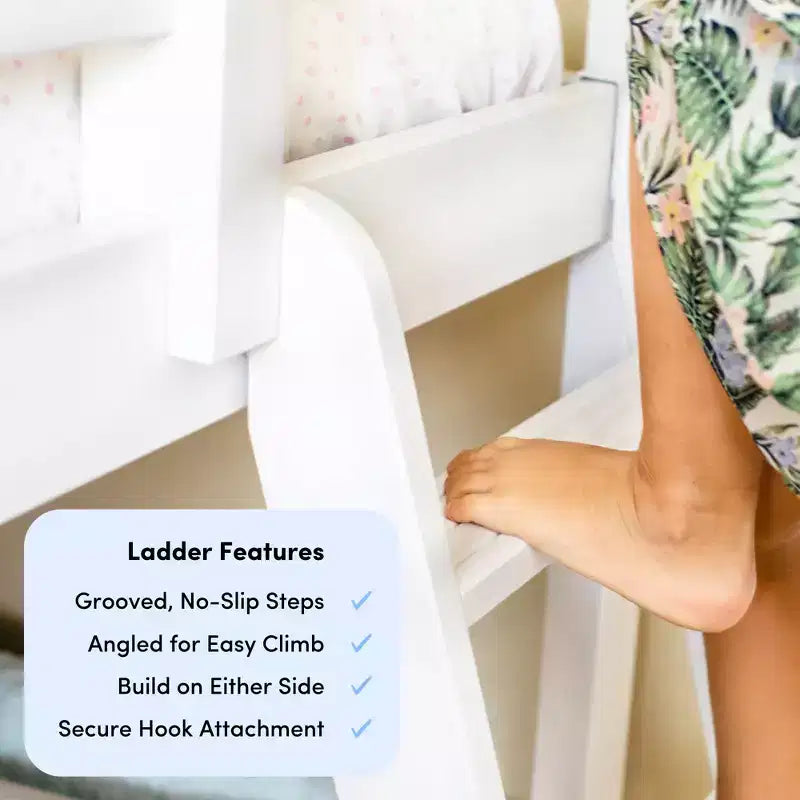 Lit superposé enfant double, lit superposé bas en bois massif avec échelle pour petite pièce