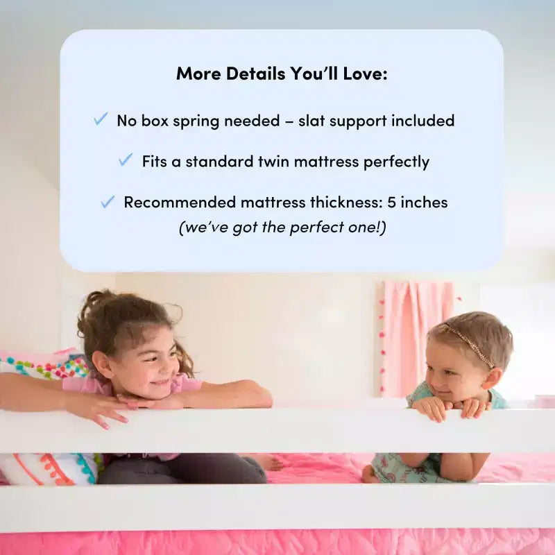 Lit superposé enfant double, lit superposé bas en bois massif avec échelle pour petite pièce