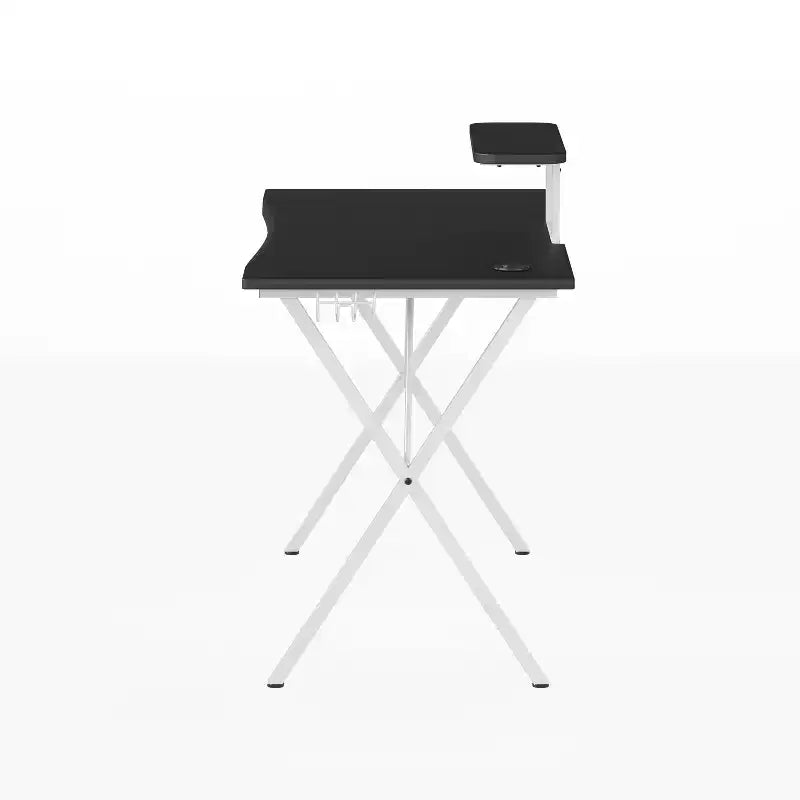 Bureau Gamer avec Porte-Gobelet, Crochet pour Casque et Support pour Moniteur/Smartphone