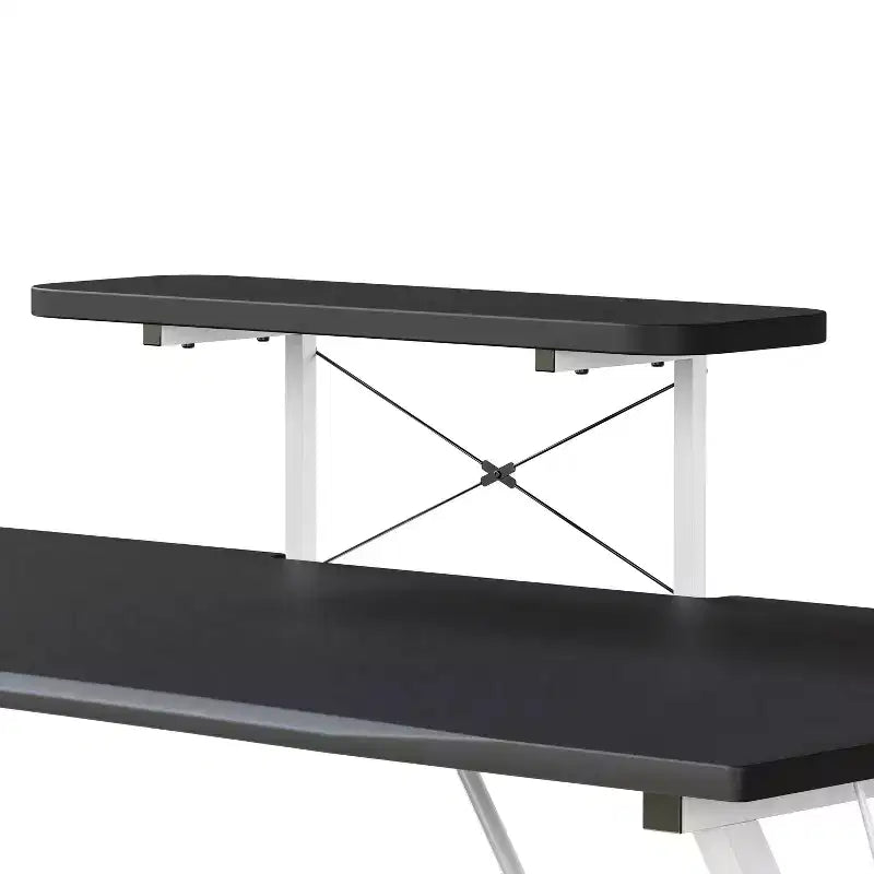 Bureau Gamer avec Porte-Gobelet, Crochet pour Casque et Support pour Moniteur/Smartphone