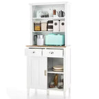 Buffet de cuisine autoportant avec armoire de rangement, portes coulissantes et tiroir