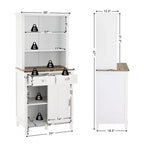 Buffet de cuisine autoportant avec armoire de rangement, portes coulissantes et tiroir