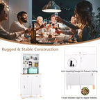 Buffet de cuisine autoportant avec armoire de rangement, portes coulissantes et tiroir