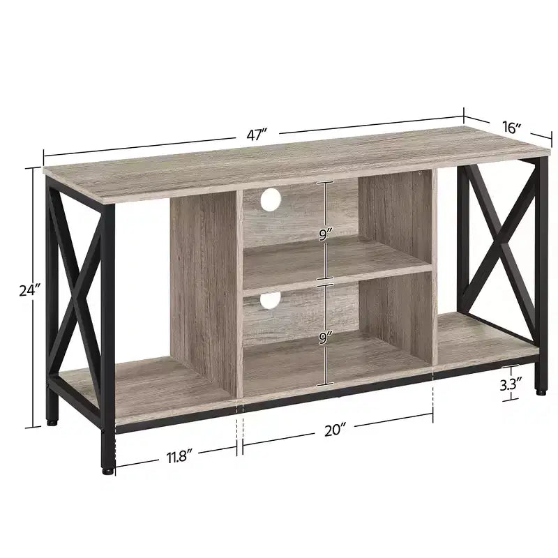Meuble TV 47 pouces Meuble console TV de 47 pouces de large, gris