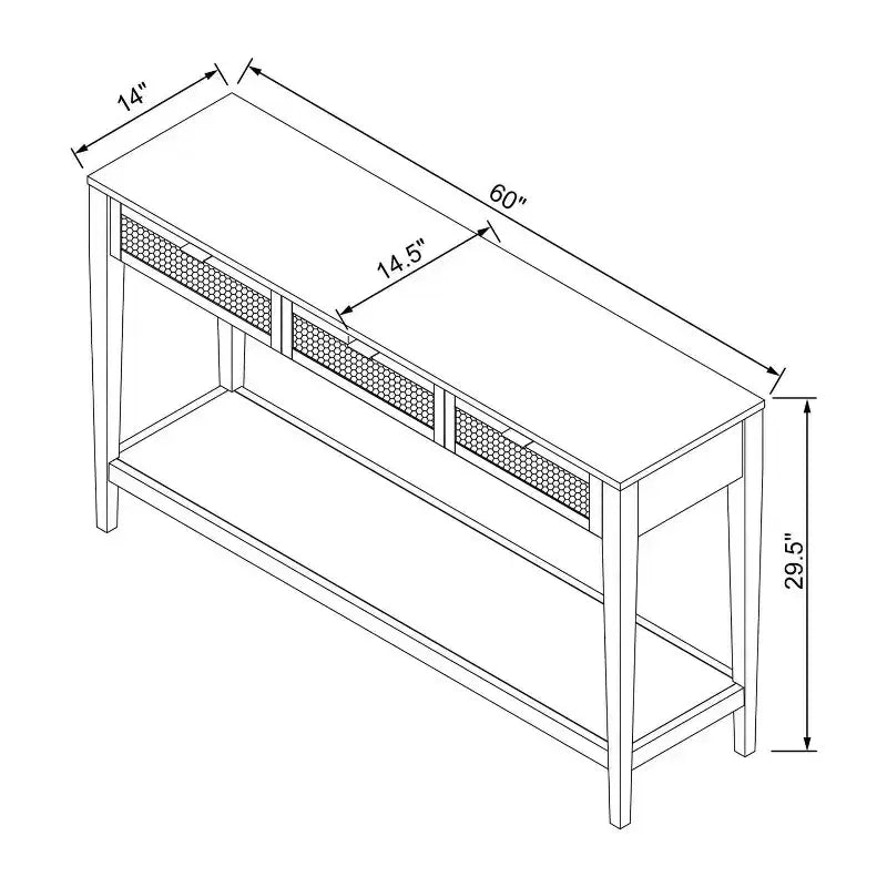 Console tressée avec tiroirs