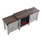 Meuble TV console de cheminée électrique autoportant en bois de 160 cm, gris