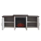 Meuble TV console de cheminée électrique autoportant en bois de 160 cm, gris
