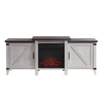 Meuble TV console de cheminée électrique autoportant en bois de 160 cm, gris