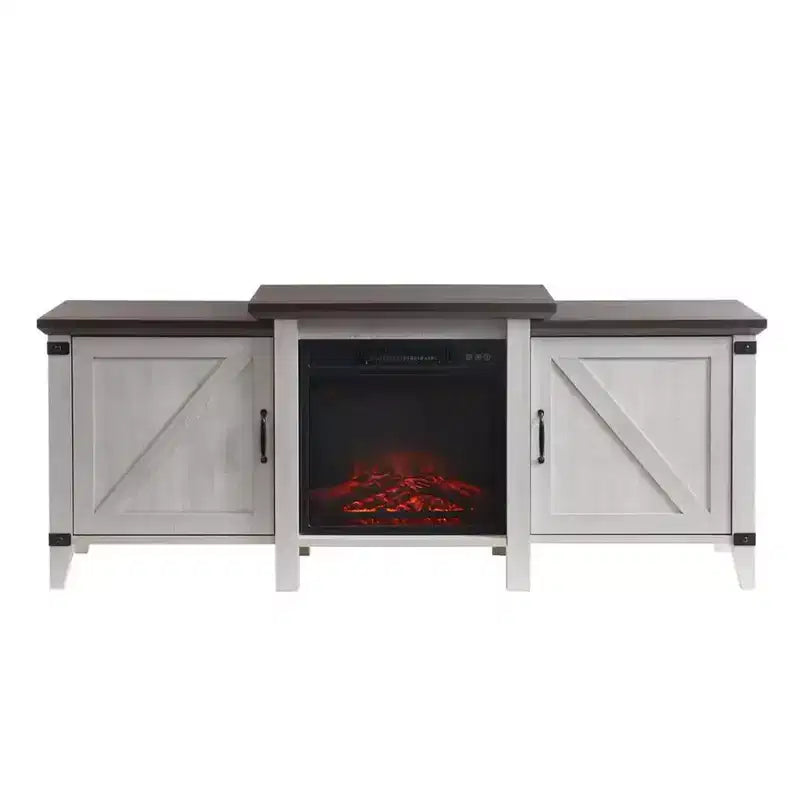 Meuble TV console de cheminée électrique autoportant en bois de 160 cm, gris